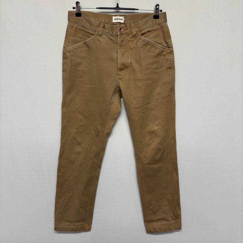 Taylor Stitch Men Canvas Casual Straight Pants Size 31x29 Cotton Blend C136 -16